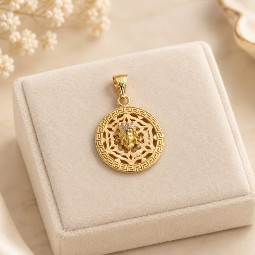 Ornate Gold Medusa Medallion Pendant